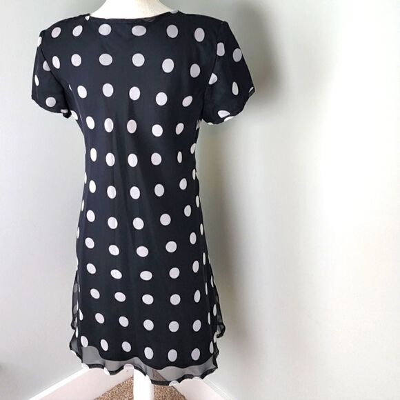 JEFFERY AND DARA WOMEN'S SHIFT DRESS BLACK AND WHITE SHOULDER PADS SIZE 8 - Picture 3 of 5